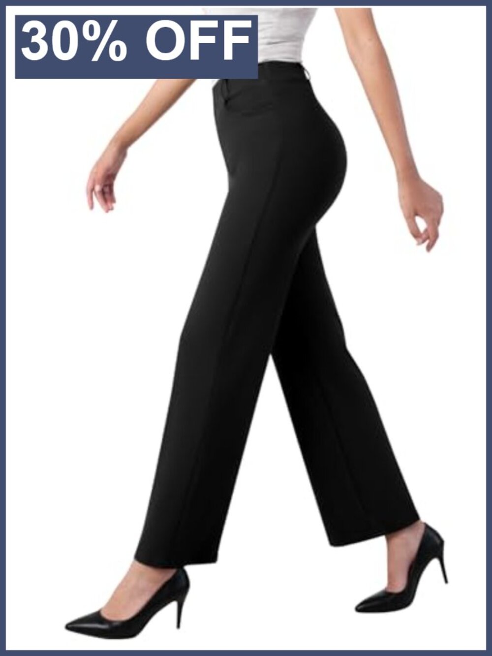Womens Wide Leg Dress Pants Stretch Wrinkle-Resistant Work Slacks Pockets